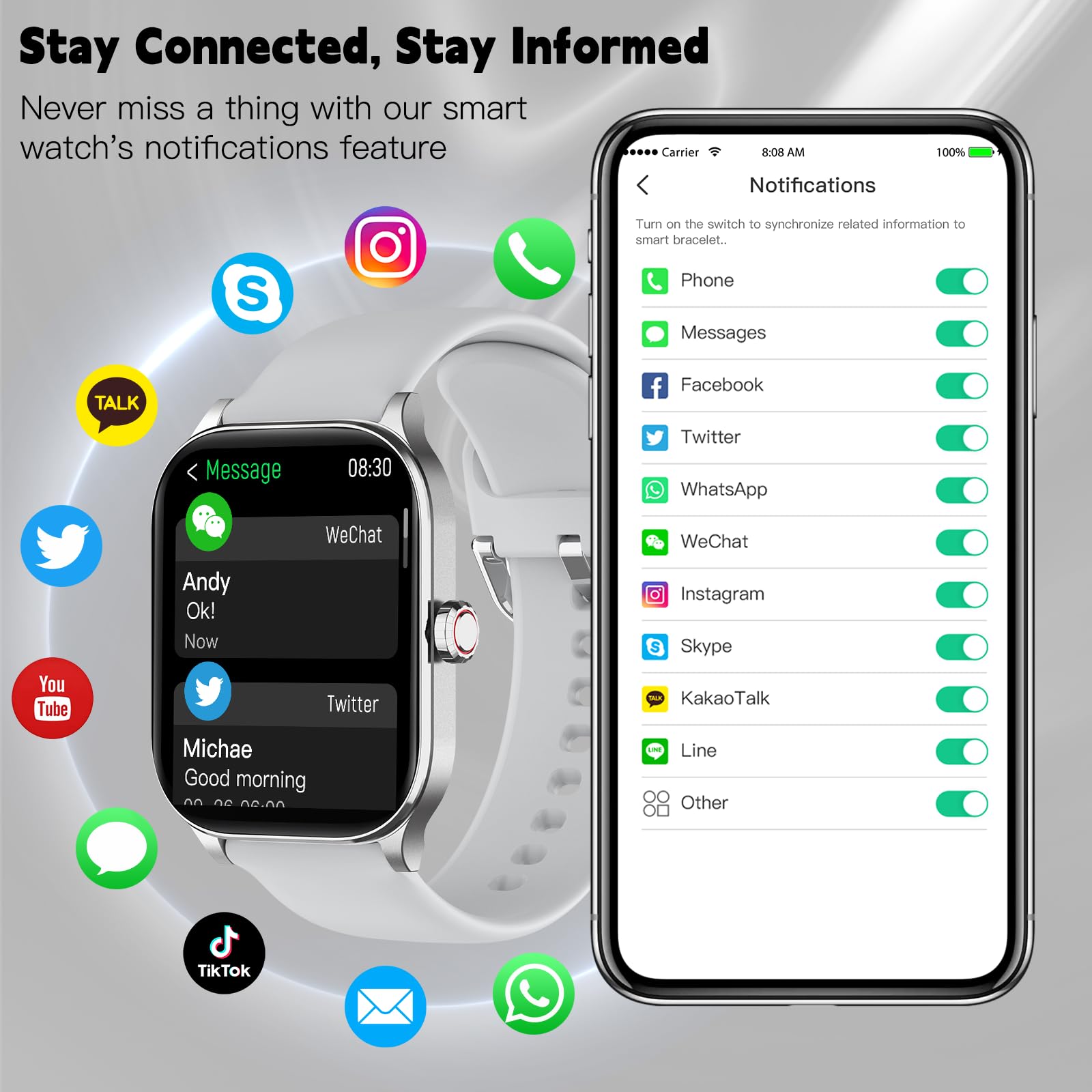 Smart Watch For Women Men(Answer/Make Call), Smartwatches With Heart Rate/Spo2/Sleep/Stress Monitor, Ip68 Waterproof Activity Tr